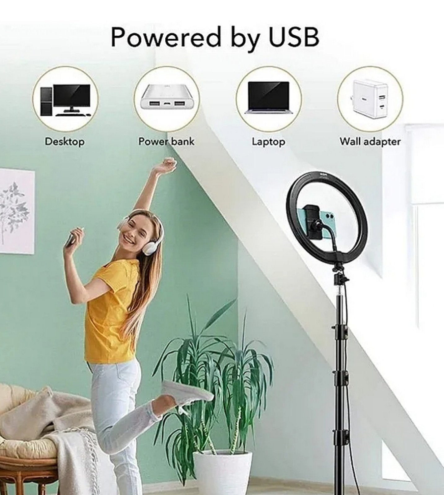 Ring Light 12" QX300 u upotrebi sa telefonom za vlogovanje
