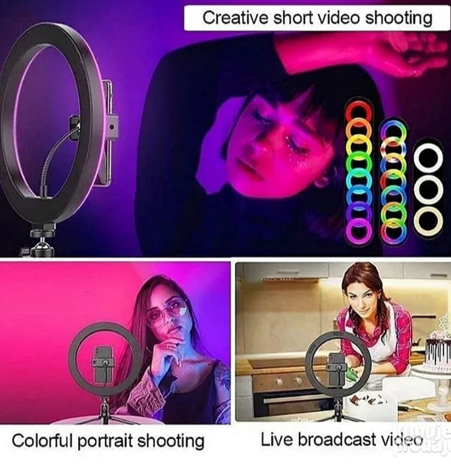 Demonstracija različitih boja osvetljenja na Ring Light 36cm 3D-36