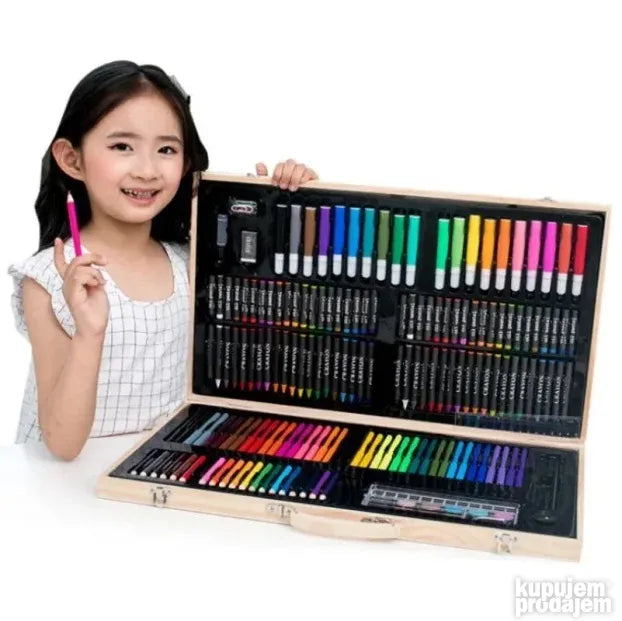 Drveni umetnicki set u koferu