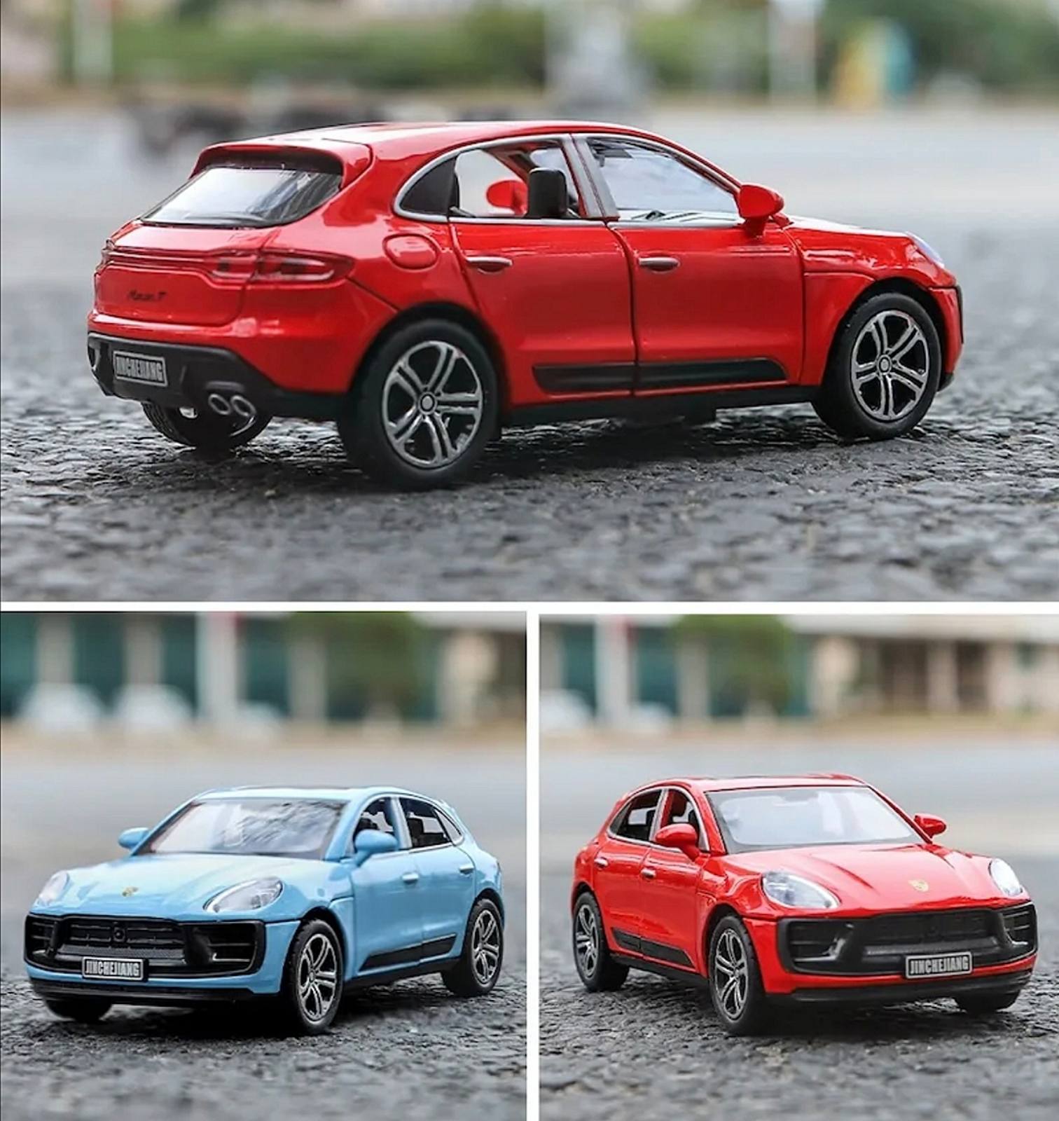 Metalni Porsche Macan T sa svetlecim farovima koji otvara vrata, gepek i haubu
