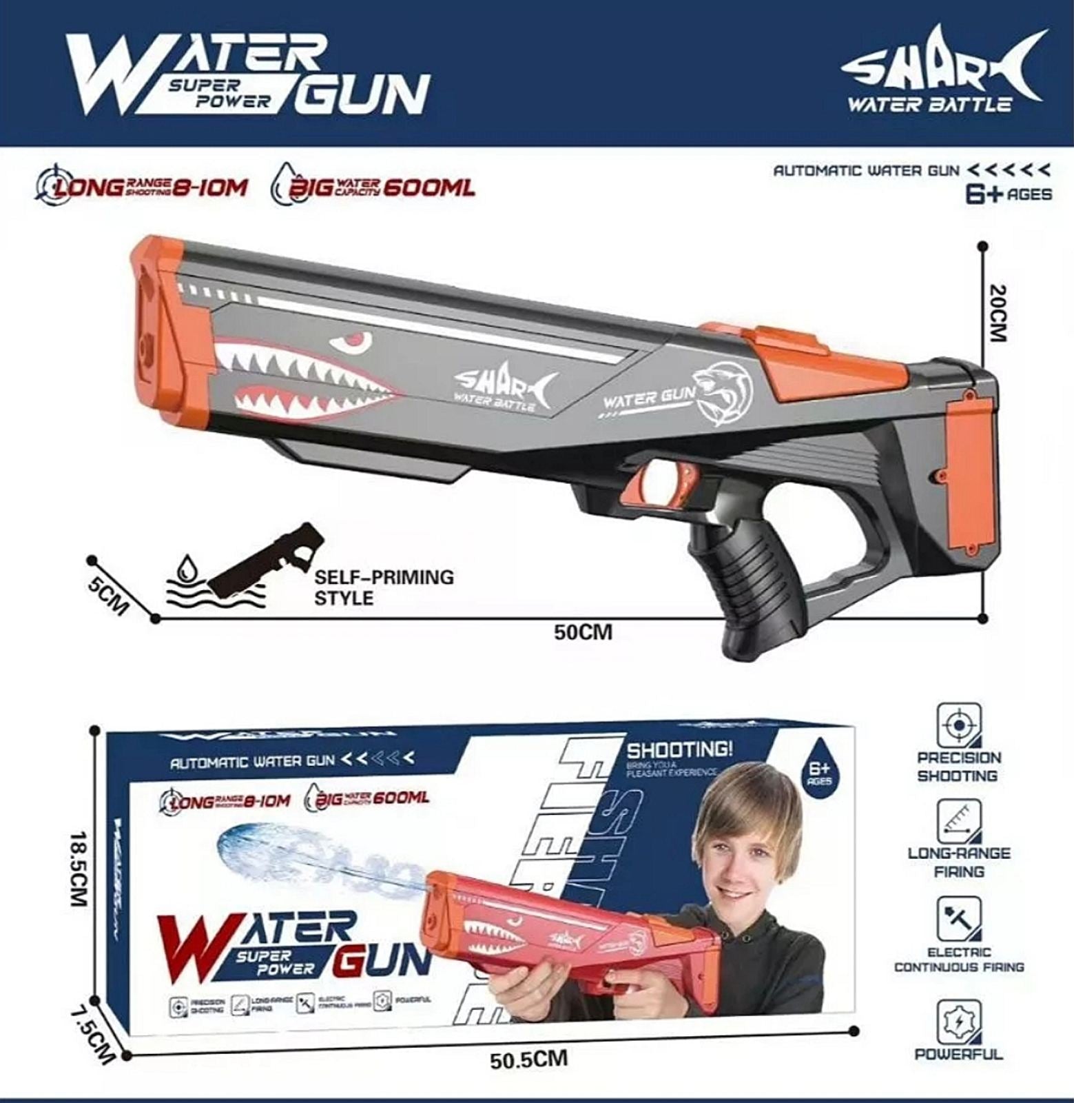 Ajkula Električna Vodena Puška – Moćan Vodeni Pištolj za Letnju Zabavu! 💦🔫