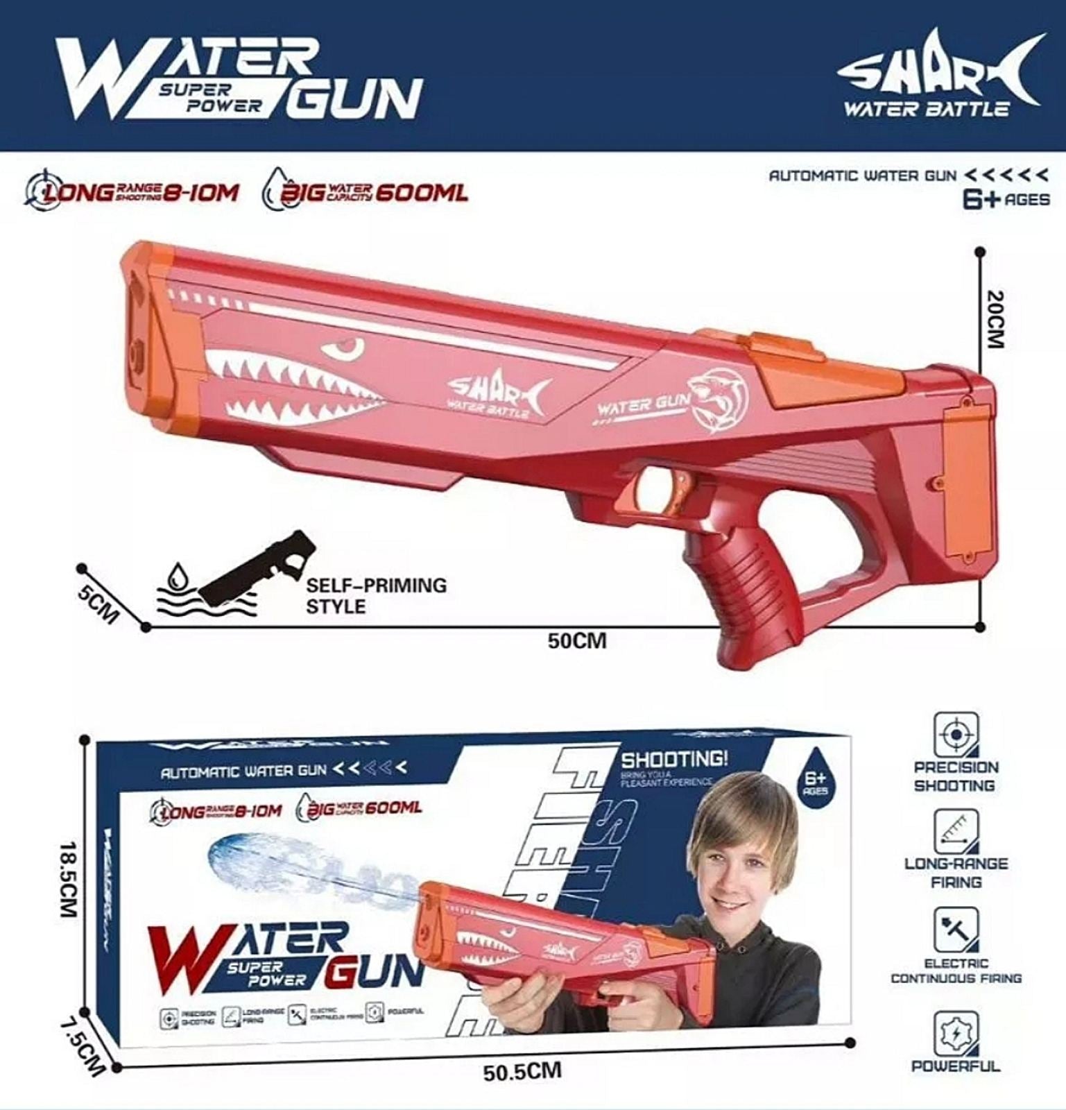 Ajkula Električna Vodena Puška – Moćan Vodeni Pištolj za Letnju Zabavu! 💦🔫