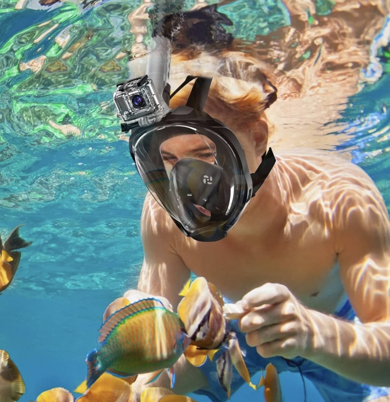 Maska za ronjenje za odrasle i decu sa GoPro držačem – Model 2025 za celo lice