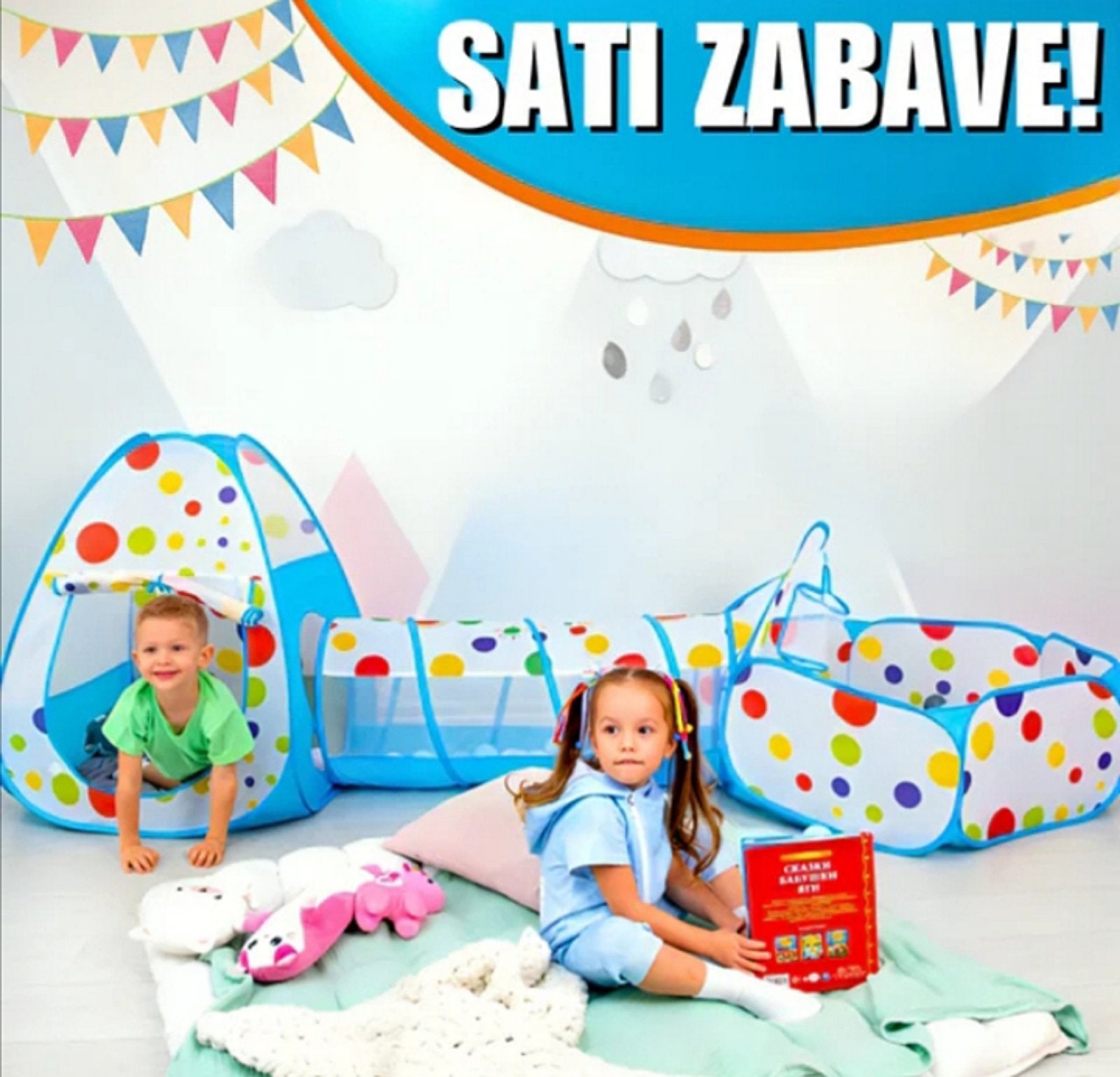 3 u 1 Šator-Tunel za decu | Plavi