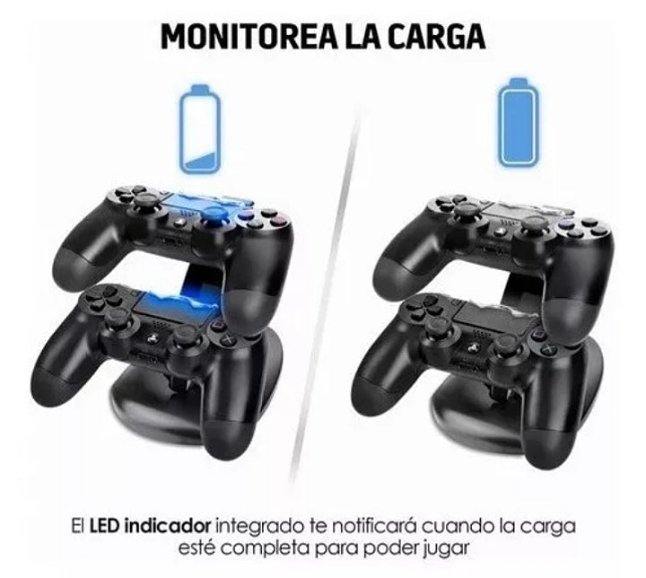Bočni prikaz PS4 duplog punjača sa jasno vidljivim portovima