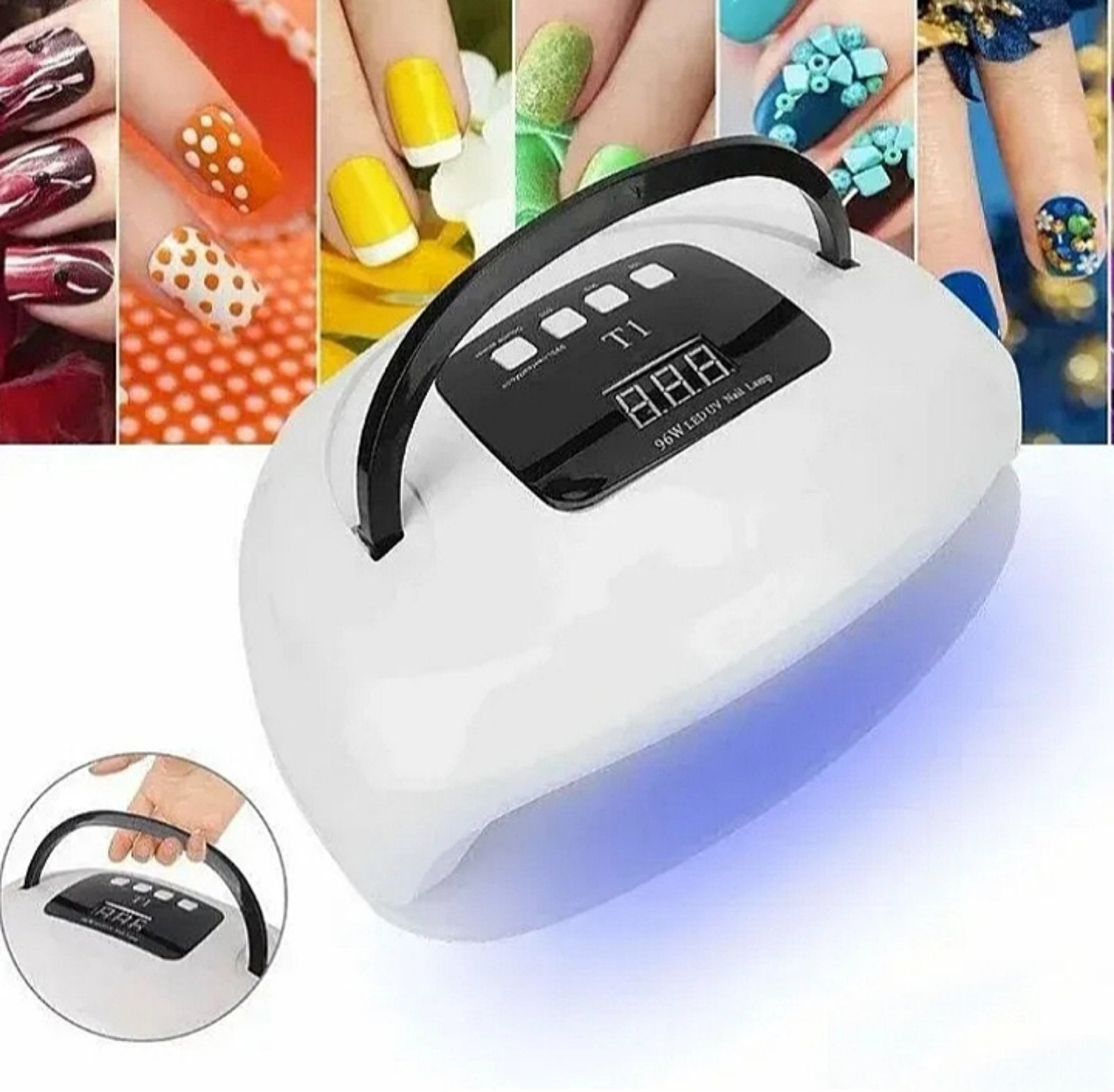 Prikaz UV LED lampe T1 u upotrebi – manikir salon