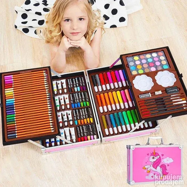 Unicorn umetnicki set u metalnom koferu