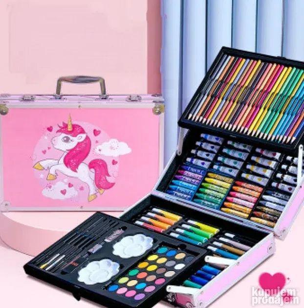 Unicorn umetnicki set u metalnom koferu