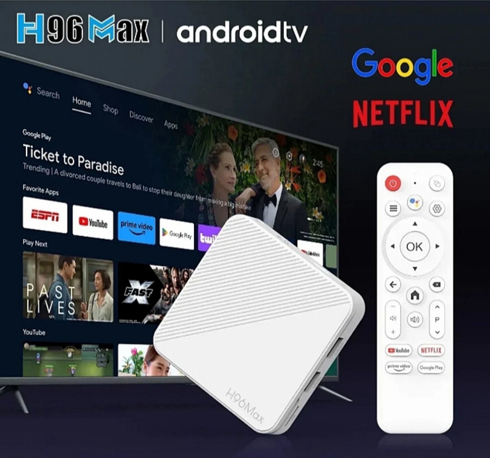 Andorid TV box H96 Max 4K Andorid 14 16gb