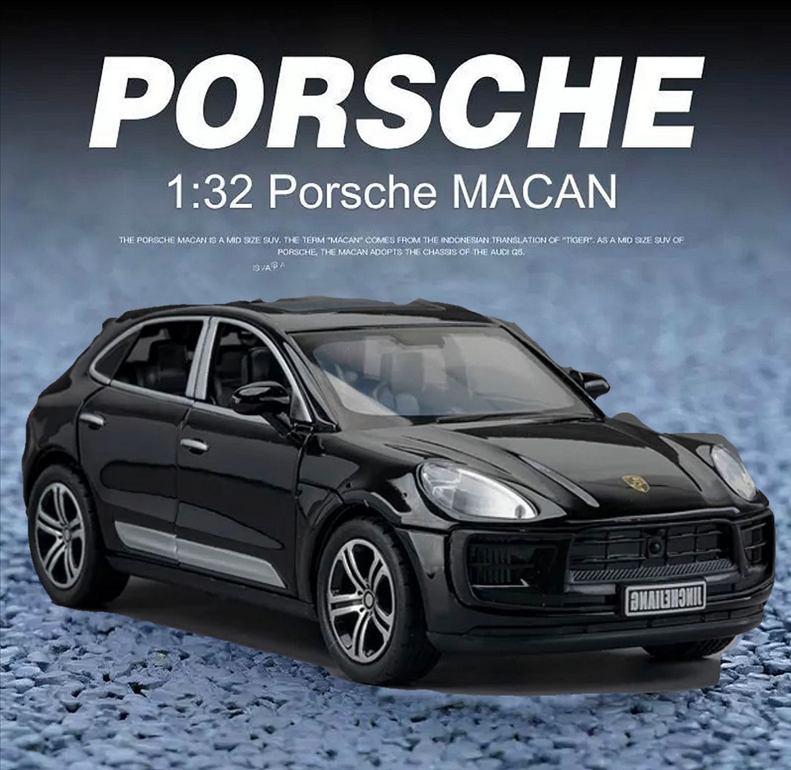 Metalni Porsche Macan T sa svetlecim farovima koji otvara vrata, gepek i haubu