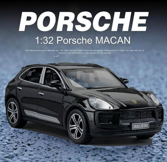 Metalni Porsche Macan T sa svetlecim farovima koji otvara vrata, gepek i haubu