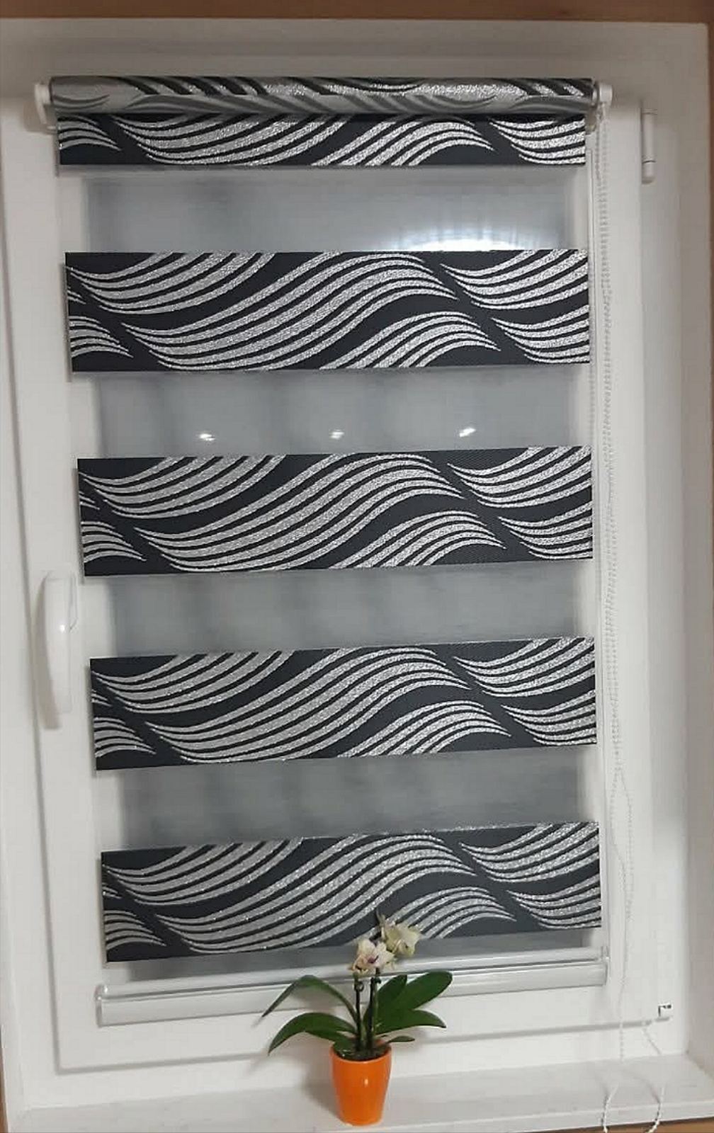 Elegantne Dan noć (Zebra) crno-bele zavese