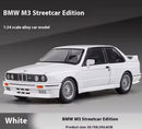 Metalni Bmw E30 M3 sa svetlecim farovima koji otvara vrata haubu i gepek