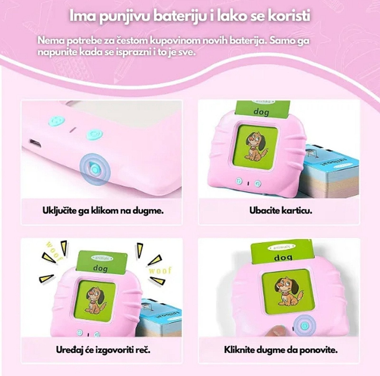 Set kartica za učenje engleskog jezika za decu + Novčanik na POKLON!